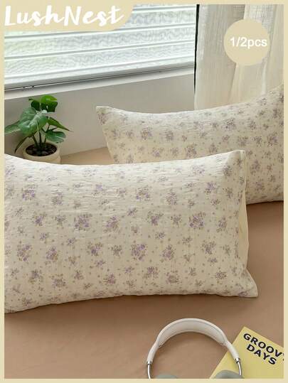 1/2 vỏ gối kẻ sọc jacquard seersucker màu be nhạt họa tiết hoa tươi mát (không kèm ruột gối), chất liệu sợi polyester thoải mái và thoáng khí, phù hợp cho mọi mùa, dùng trong phòng ngủ, trang trí nhà cửa, phong cách cổ điển đơn giản, bộ ga trải giường jacquard, chất liệu seersucker, vỏ gối hoa, phòng ngủ ấm cúng, trang trí cổ điển, phong cách nhà cửa thịnh hành.