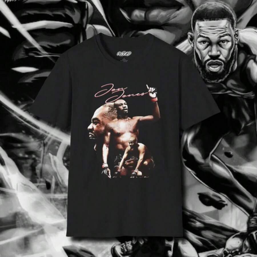 Jon Jones T-Shirt | GOAT Fighter Merchandise | Bones Jones Apparel | Exclusive MMA Champion Gift For Martial Arts Fans - 黑色 - 查看 1