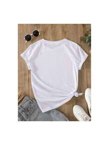 New Spring And Summer Ladies Cartoon Astronaut Printed T-Shirt - White - View 5