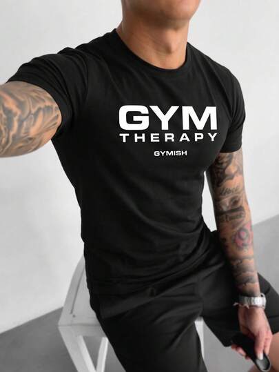 ZYNTH BALENO Áo thun nam tay ngắn cổ tròn in chữ, thời trang mùa hè, thích hợp cho phòng tập gym và các hoạt động thể thao ngoài trời.