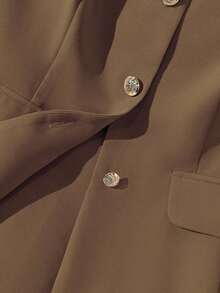 Camisa sin mangas de unicolor y estilo minimalista con botones para mujer - Café integral - Ver 3