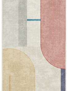 Modern Round Washable Non-Slip Area Rug – Thin Soft Living Room Carpet, Kitchen Rug & Runner, Home Decor Rug - Beige - View 7