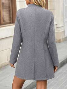 Abrigo de mujer, ropa exterior casual de unicolor simple para otoño/invierno, abrigos de invierno para mujeres, chaquetas - Gris - Ver 2
