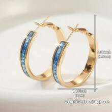 1 Pair Luxury Enamel Hoop Earrings, Suitable For Women's Daily Commute Wear - Gold - View 2