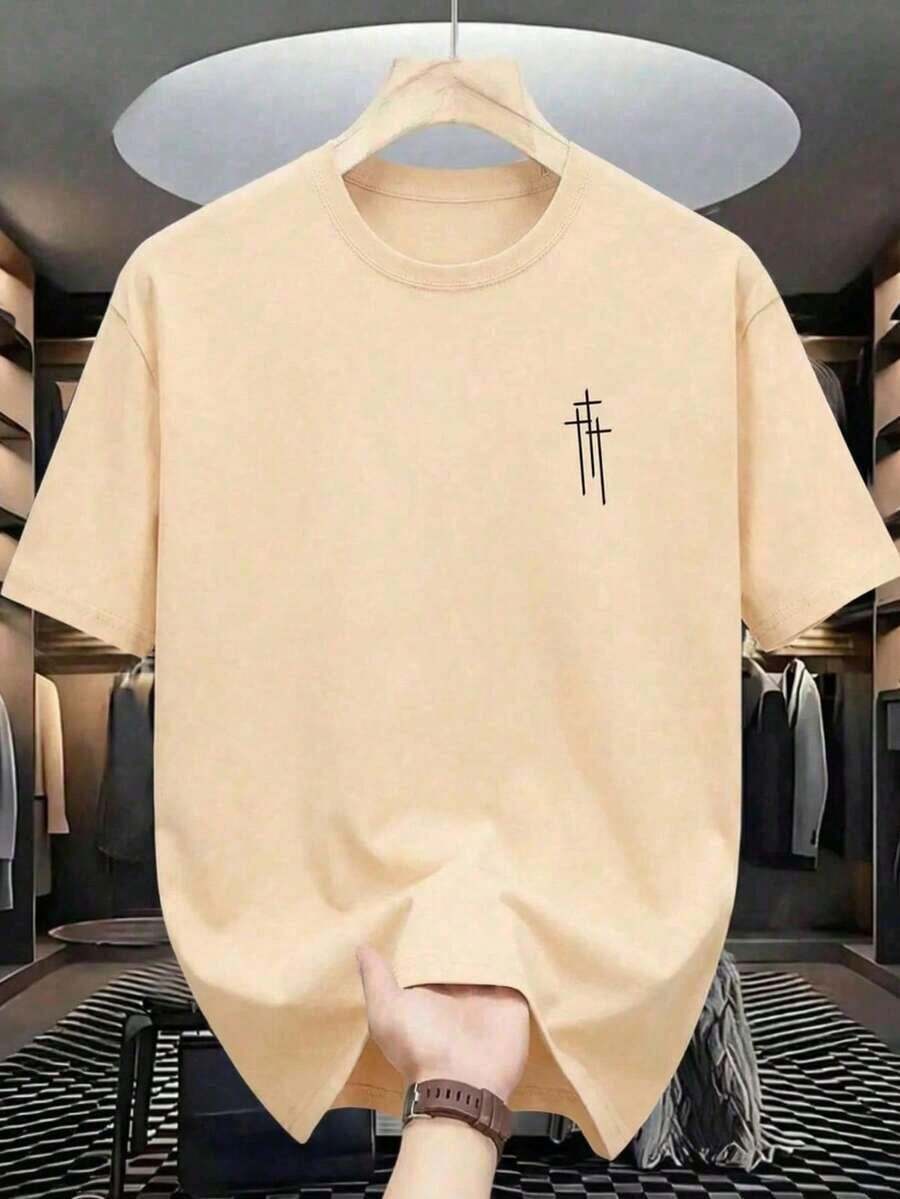 Camiseta de hombre de cuello redondo y manga corta con estampado, hombre slim summer casual media manga, diseño moderno y cómodo, estilo urbano, diseño estampado, camiseta casual, camiseta básica, para hombres y mujeres, para hombres y mujeres, para parejas - Albaricoque - Ver 1