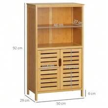 Bamboo Bathroom Cabinet, Low Cabinet With Slatted Doors, Rustic Style Anti-Tip Device, Versatile Multi-Purpose Furniture. - 自然色 - 查看 3