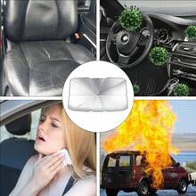 1pcs Retractable Windshield Sun Shade For Car, Umbrella Sunshade For Car Windshield Protect Vehicle From Sun Rays & Heat Damage - A - 查看 3