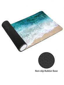 热带海滩鼠标垫，大号桌面垫，饰有海星和棕榈叶图案，防滑办公桌垫，海岸海景游戏鼠标垫 - 查看 6