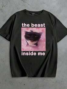 Camiseta con estampado divertido de meme de gato, camiseta de gato, camiseta con estampado de gato, camiseta humorística de gato, para mujeres, regalo - Negro - Ver 1