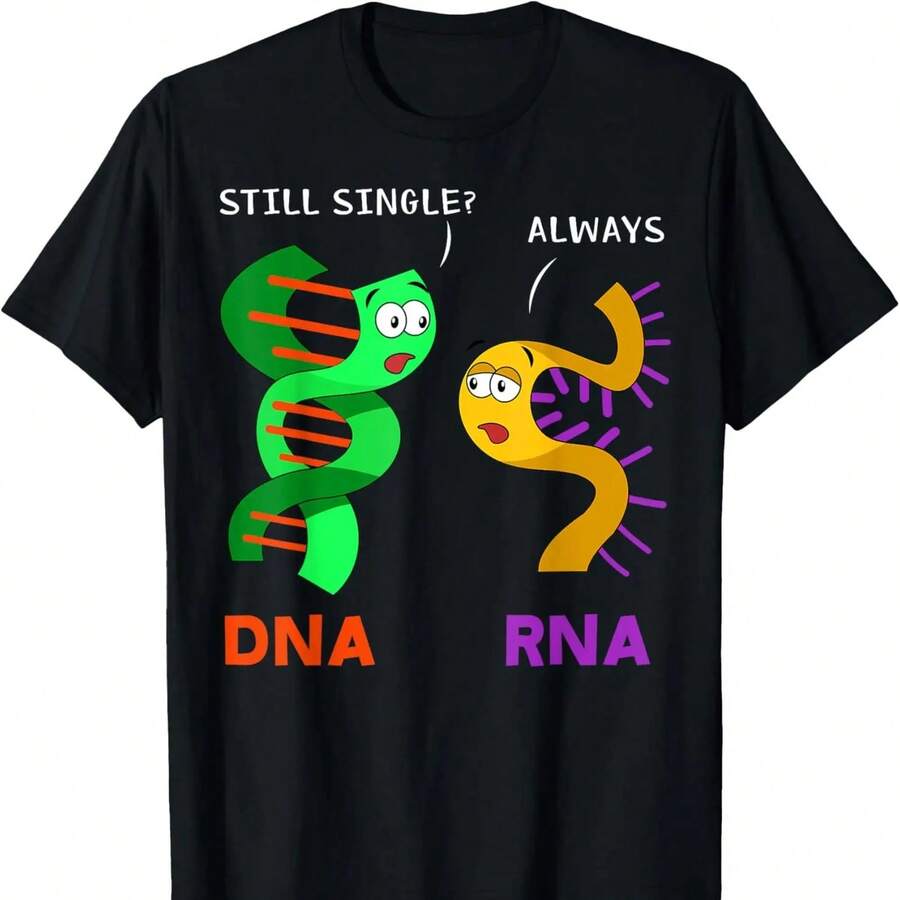 Fun T-Shirt With A Biology Pun, 220 Gsm, Pure Cotton, Short Sleeves, For Men And Women. Thick, Wrinkle-Resistant Fabric That Won't Easily Lose Its Shape. Simple And Versatile Style, Lightweight And Breathable, Perfect For Work, Travel, Camping, Shopping, And Leisure. - 黑色 - 查看 1
