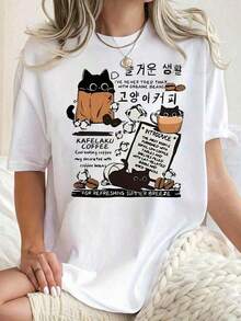 Camiseta de Mujer con Estampado de Cara de Gato - Linda Camiseta de Verano de Manga Corta con Cuello Redondo, con Patas y Gato Atigrado - Blusa Casual Lavable a Máquina para Amantes de los Gatos. Para Mujeres, Conjuntos de San Valentín para Mujeres, Tops de Mujer, Conjuntos de Vacaciones para Mujeres, Ropa de Mujer, Conjuntos de Verano Vintage para Mujeres, Traje Deportivo para Ella - Tops de Verano - Conjuntos de Vacaciones para Mujeres - Nueva Camiseta de Talla Grande para Mujer - Camiseta Vintage de Estilo Urbano Unisex de Algodón Suelto de Manga Corta con Cuello Redondo - Blusas para Mujer. blusas.blusas casuales para dama. - Blanco - Ver 1
