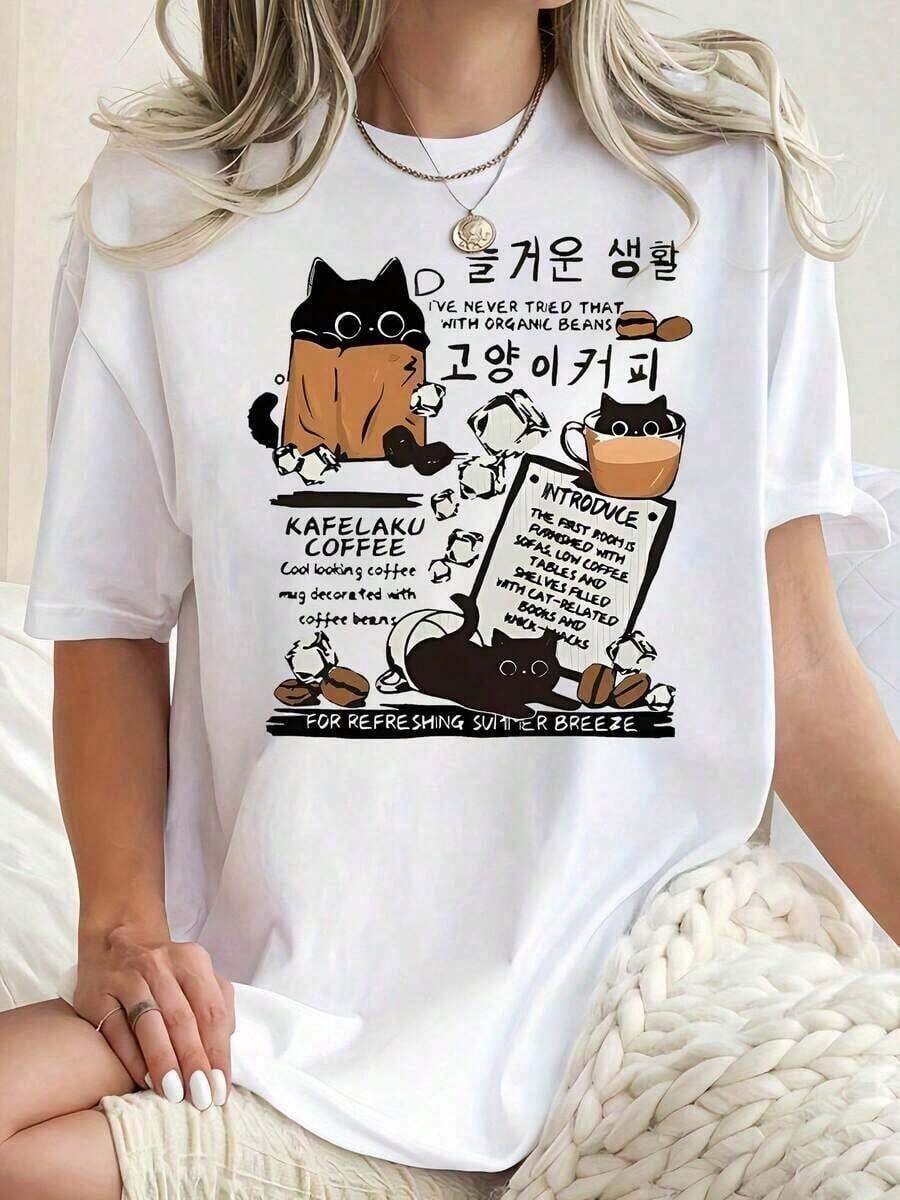 Camiseta de Mujer con Estampado de Cara de Gato - Linda Camiseta de Verano de Manga Corta con Cuello Redondo, con Patas y Gato Atigrado - Blusa Casual Lavable a Máquina para Amantes de los Gatos. Para Mujeres, Conjuntos de San Valentín para Mujeres, Tops de Mujer, Conjuntos de Vacaciones para Mujeres, Ropa de Mujer, Conjuntos de Verano Vintage para Mujeres, Traje Deportivo para Ella - Tops de Verano - Conjuntos de Vacaciones para Mujeres - Nueva Camiseta de Talla Grande para Mujer - Camiseta Vintage de Estilo Urbano Unisex de Algodón Suelto de Manga Corta con Cuello Redondo - Blusas para Mujer. blusas.blusas casuales para dama. - Blanco - Ver 1