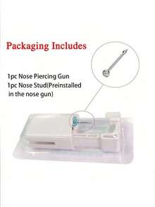 1 Nose Piercing Kit With Silver Nose Studs, 1 Pack Nose Piercing Gun, Disposable Nose Piercing Kit, White Nose Piercing Gun Tool Set - Silver - View 4