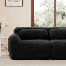 Aviana Ottoman Plush Fabric - 黑色 - 查看 3