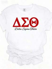 1 Piece Delta Sigma Theta Uni Softyle T-Shirt, Sorority, With Delta Sigma Theta Campus Logo Print, Crew Neck, Lettering Design, Short Sleeves, Y2K Style, Oversized Sweatshirt Suitable For Summer, Machine Washable, For Casual Daily Occasions And Campus Wear, Plus Size Clothing, Business Casual Sweatshirts, Graphic Tops, Casual Wear, Sweatshirt, Easter Sets For Women, Mother's Day Gift Sets, World Cup Clothing, Soccer Party Set, Game Day Set, Unisex Oversized USA Soccer T-Shirt, Summer Sets For Women. 180g 100% Cotton - 白色 - 查看 10