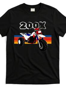 Camiseta de hombre, camiseta vintage con estampado de ATV, camiseta vintage con estampado de motocicleta todoterreno, top casual de verano, adecuada para fiestas y uso diario, perfecta para vacaciones y tiempo de juego, ideal para fiestas y vacaciones en familia, estilo urbano, moda moderna, atuendo de fiesta, ropa casual de verano. - Negro - Ver 7
