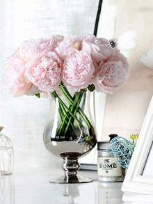 5pcs Artificial Pink Peony Flowers, Silk-Like Peony Leaves, Light Pink Fake Flowers, Suitable For Wedding, Home, Office, Party, Window Sill Decor, Dining Table Centerpiece, DIY Bridal Bouquet, Arch Decor, Indoor & Outdoor Spring Floral Decor, Valentine's Day, Mother's Day, Anniversary Celebration Decor, Gift For Girls, Women, Mothers, Fathers - Pink - View 7