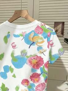 Nuevo estilo de gran , camiseta de mujer de manga corta con rayas decoradas con strass de estilo retro americano, adecuada para ir a la escuela, de compras y salir con amigas por la calle, y versátil en primavera y verano - Multicolor 6 - Ver 4