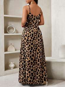 Lady Vestido largo con estampado de leopardo para mujer, estilo bohemio, sin espalda, holgado, vestido maxi suelto sin tirantes para cumpleaños, eventos, vacaciones, vestidos casuales, vestidos boho/bohemia/boho, top halter, ropa africana para mujer - Multicolor 2 - Ver 8