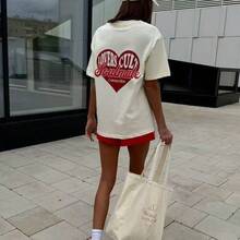 Camiseta de Verano 2026 de Algodón de Manga Corta, Estilo Retro Americano, Linda, Casual, Elegante, Holgada y Versátil - Blanco - Ver 3