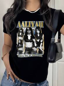 Artistic Image Of Women In Elegant Poses Symbolizing Confidence And Modern Energy With Graphic Details In Gold And White Tones Inspiring Female Empowerment. Attractive Casual Women's T-Shirt For Everyday Wear - 黑色 - 查看 1