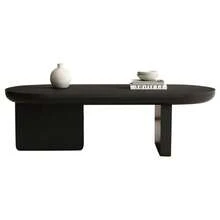 Modern Minimalist Black Coffee Table Measuring 119.7 X 49.8 X 35.5 Cm, Living Room Table, Suitable For Spray Painting, Oval Table, Side Table, Coffee Table, Leisure Table, Made Of MDF. - Black - View 1