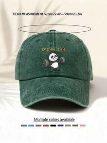 1pc Fashionable Casual Versatile Washed Baseball Cap With "If I Die, I Die Weightlifting Panda" Graphic Print, Unisex Essential Stylish Item For All Seasons, Great Gift For Family And Friends - Washed Cap - View 10