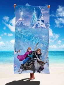 Disney 迪士尼冰雪奇缘沙滩巾，艾莎、安娜和雪宝图案，速干超细纤维毛巾，适用于海滩、泳池和旅行。这款冰雪奇缘主题沙滩巾采用超柔软、高吸水性的超细纤维面料制成，让您在海滩、泳池、健身房或旅行途中保持干爽舒适，为您的夏日时光注入阿伦黛尔的魔法。 - Beach Towel - 查看 2
