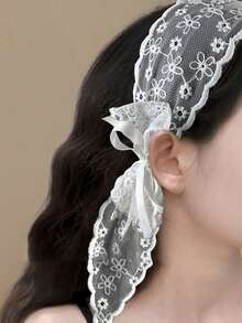 1PC Women's Floral Lace Headband White Black Hair Hoop Sweet Cute Bohemian Style Atmosphere Fashion Hair Accessory Hairband - 1 PC Lace Headband - View 10