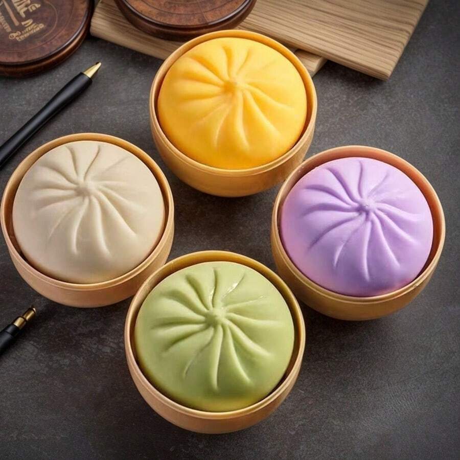 pokemon 1/5个可爱饺子/包子造型慢回弹玩具，高弹力即时回弹减压玩具，适合儿童和成人，办公和学习场所均可使用。