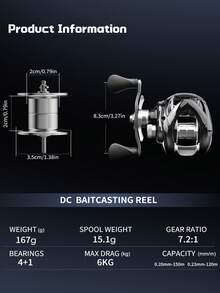 BILLINGS Rainbow DC Casting Reel - Digital Control System Casting Reel, Precise Casting, Max Drag 6kg, 7.2:1 High Speed Gear Ratio Fishing Reel, Suitable For Freshwater And Saltwater Fishing - Multicolor - View 10