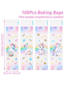 100 piezas Bolsas de caramelos transparentes de unicornio, Bolsas de regalo con cierre automático de unicornio, Bolsas de caramelos transparentes de fiesta de cumpleaños de unicornio, Bolsas para piruletas de baby shower, Bolsas de fiesta con tema de unicornio, Decoración de mesa de boda, Decoración de despedida de soltera, Decoración para revelación de género, Bolsas de embalaje de aperitivos, Bolsas de regalo pequeñas, Bolsas para hornear galletas, Regalos de cumpleaños para niñas, Recuerdos de fiesta - Unicornio de moda mixta - Ver 14
