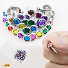 AJulyBee 50Pcs Brads Metal Brad For Paper Crafts, Multicolor Crystal Paper Fastener In A Box, Bass Fasteners For Scrapbooking DIY(8 X 15 Mm) - ColorA - View 4