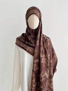 FADZOYLE 1 pieza Pañuelo grande de mujer con estampado de mariposa y flor en jacquard, pañuelo de cabeza, chal ligero para el sol, accesorio para la cabeza y el cuello, ideal para la playa, regalo de boda para novia y dama de honor - Multicolor - Ver 3