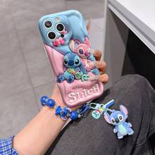 Disney Lilo & Stitch Phone Case With Stitch And Angel Charm And Stitch Lanyard - Cute Stitch And Angel Protective Case With Plush Doll And Heart Design, Equipped With Delicate Stitch Decorative Lanyard And Beaded Bracelet For Easy Carrying, Compatible With IPhone 17, 16, 15, 14, 13, 12, 11 Pro Series, Ideal For Birthdays, Holidays, Anniversaries, Graduation Gifts, Or Any Special Occasion To Surprise Family, Friends, Classmates, And Loved Ones. - 白色 - 查看 1