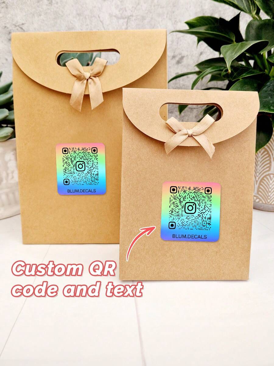 Nhãn dán mã QR có thể tùy chỉnh, nhãn dán mã QR ba chiều gradient với văn bản có thể tùy chỉnh, phù hợp cho bao bì doanh nghiệp nhỏ và mạng xã hội. - Nhiều màu - Xem 1