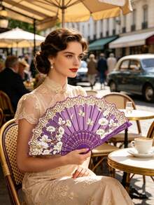 Foldable Lace Hand Fan, Suitable For Both Men And Women, Great For Parties, Weddings, Churches And Dance Events - Multicolor - View 5