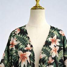 Summer Multi-Print Kimono Cover Up, Loose Vacation Open Front Swimsuit Cover - Printed Shawl 1101 - View 5