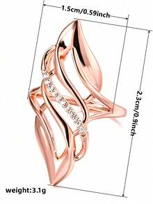 1 chiếc nhẫn Cubic Zirconia thanh lịch, phù hợp cho nữ, thích hợp cho đám cưới, lễ đính hôn, kỷ niệm, tiệc tùng, cũng là món quà lý tưởng cho Ngày Valentine, Ngày của Mẹ, v.v. - Hoa hồng vàng - Xem 5