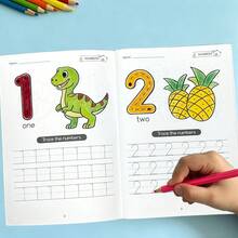 beartale 28頁幼兒練習本套裝，包含字母與數字2大主題，筆觸控制訓練本，早期學習教育，可重複使用魔力書法寫字貼，教學輔助工具，兒童早期教育玩具，蒙特梭利玩具，學習用品，教室玩具，兒童遊戲，學生，文具，小學用品，男孩，女孩，兒童生日禮物，開學禮物 - 彩色 - 查看 8