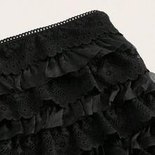 ICON Ladies' Multi-Layer Frill Hem Low-Rise Y2K Concert Going Out White Ruffle Shorts - Negro - Ver 5