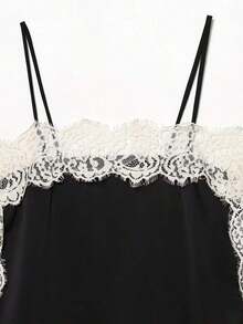 Blusa de satén y encaje blanca, elegante y de moda para mujer, nueva colección de verano DEEKA - Negro - Ver 4