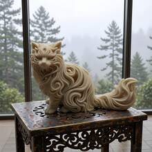 Hollow 3D Persian Cat - Office And Home Desktop Decor, Suitable For Successful/Philanthropic Gifts, Minimalist Wire Frame Design, Elegant Desktop Ornament, Rich Textured Sculpture Decor, Ideal Gift For Animal Lovers, Unique Desktop Accessory To Express Personalized, Interesting Ornament - 1 - View 3