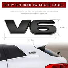 2 PCS 3D V6 Metal Emblem Self-Adhesive Car Bumper Sticker For Trunk Tailgate Side Fender Exterior Decorative Badge In Black Durable Weatherproof Finish - V6 Black - View 2
