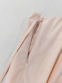 Falda asimétrica versátil de unicolor, romántica y minimalista, de estilo retro y casual para mujer, color rosa, para primavera - Rosa - Ver 4
