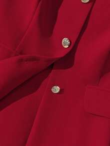 Camisa sin mangas de unicolor y estilo minimalista con botones para mujer - Rojo - Ver 4