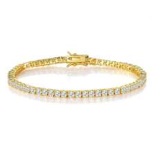 VOLUKA 18K Gold Plated Cubic Zirconia Tennis Bracelet, 3mm Cubic Zirconia Pendant Bracelet, Unisex AIV8 - Gold - View 13