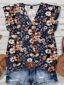 Camisa casual de mujer de manga corta con cuello en V, con estampado de rayas en un estilo minimalista, bohemio, elegante y romántico, retro, adecuado para festivales de música, playa, vacaciones de verano - Multicolor 10 - Ver 3