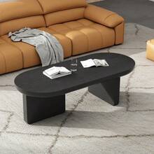 Modern Minimalist Black Coffee Table Measuring 119.7 X 49.8 X 35.5 Cm, Living Room Table, Suitable For Spray Painting, Oval Table, Side Table, Coffee Table, Leisure Table, Made Of MDF. - Black - View 3