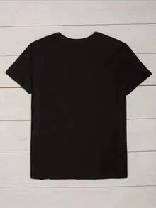 Playera minimalista moderna para mujer, cuello redondo, estampado floral de manos, con la frase "Vote Like Your Daughters Rights Depend On It", manga corta, informal, para uso diario. - Negro - Ver 5